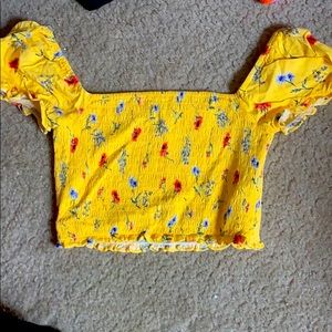 Yellow forever 21 flower croptop
